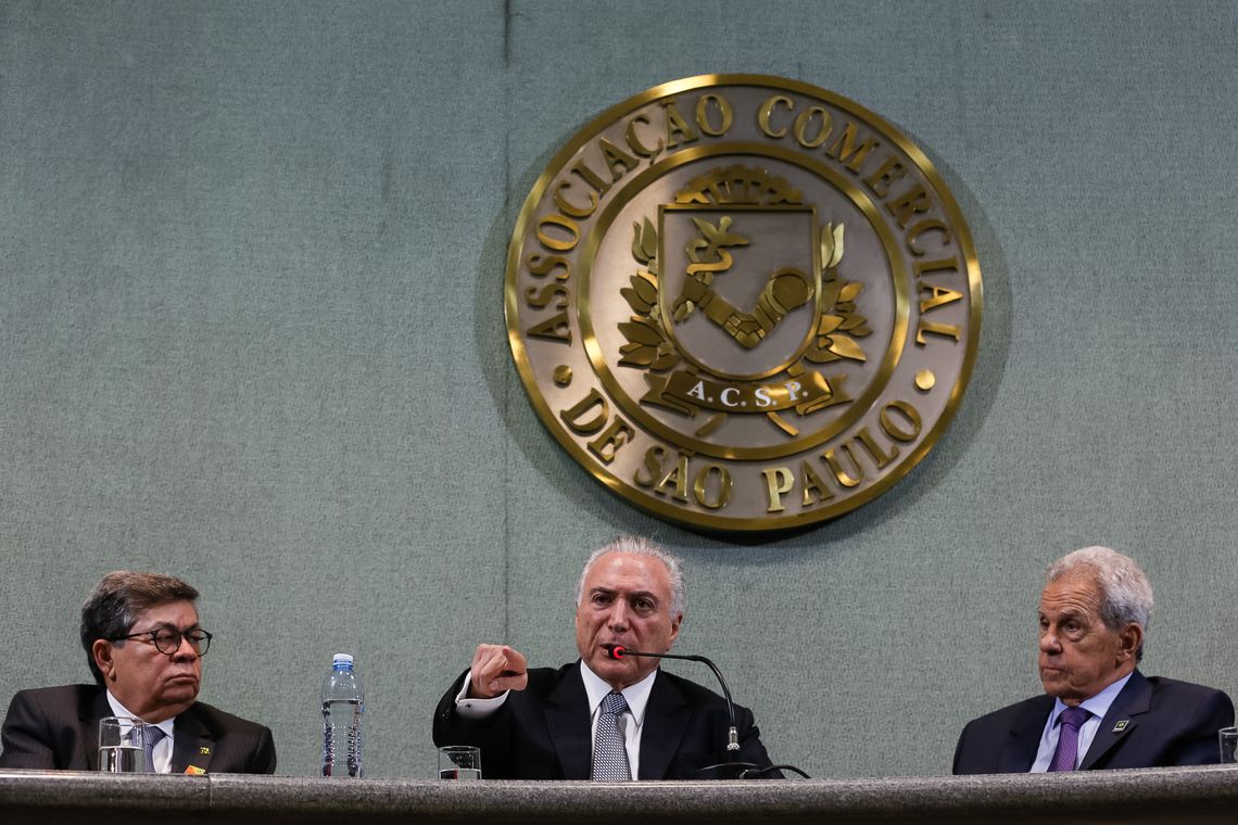 Beto Barata/Pr São Paulo - O presidente Michel Temer discursa na cerimônia de abertura da sessão plenária da Federação das Associações Comerciais do Estado de São Paulo (Beto Barata/PR)