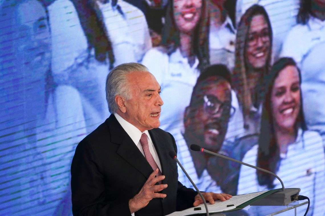 Fabio Rodrigues Pozzebom/Agência Brasil Presidente Michel Temer faz balanço dos dois anos de governo, durante o evento O Brasil Voltou, no Palácio do Planalto.