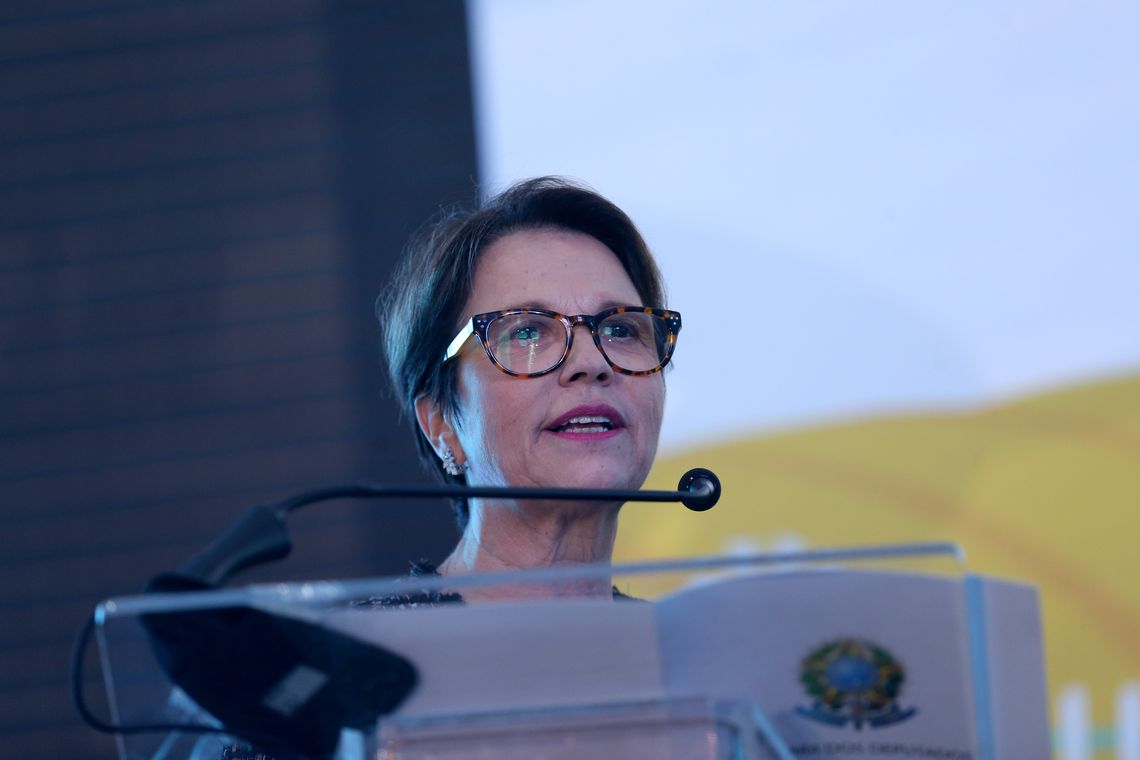 Wilson Dias/Agência Brasil/Agência Brasil Brasília - A nova presidente da Frente Parlamentar da Agropecuária (FPA), deputada Tereza Cristina, durante cerimônia de posse (Wilson Dias/Agência Brasil)