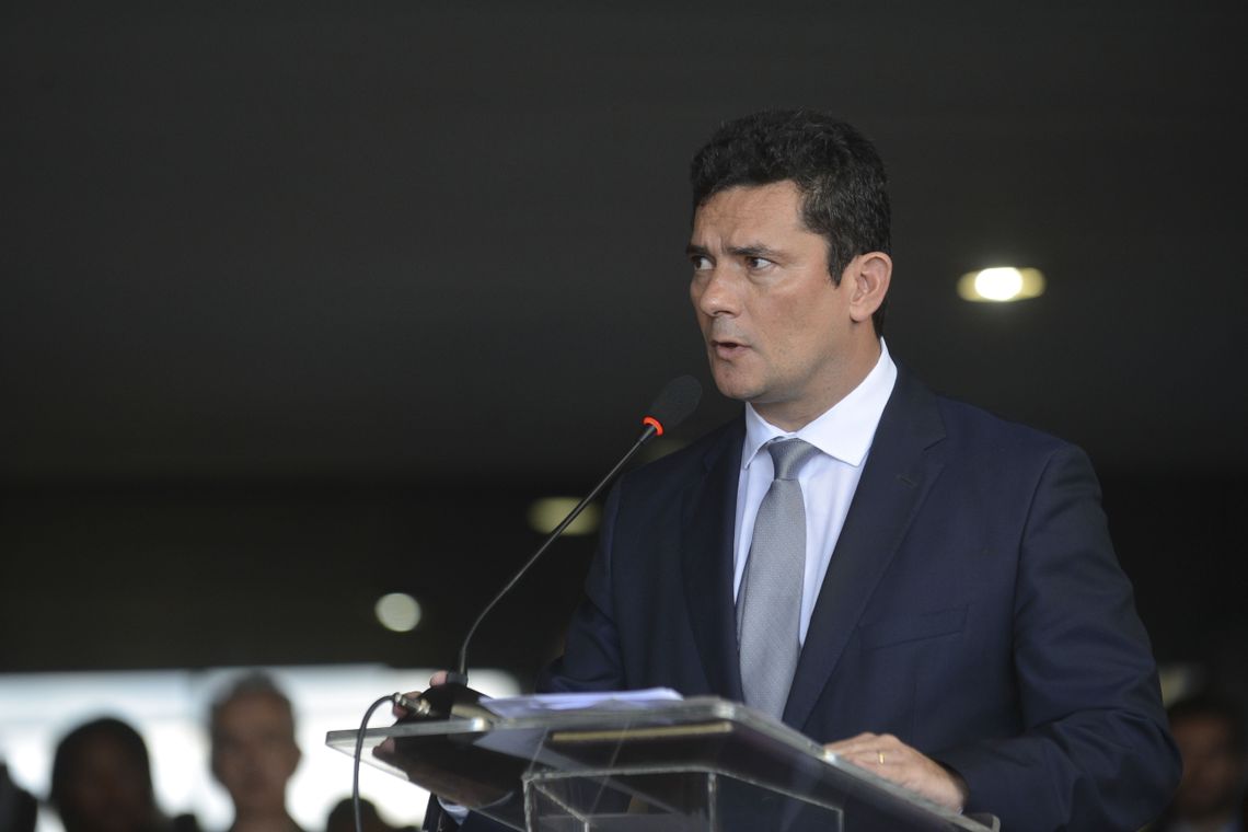 O ministro da JustiÃ§a e SeguranÃ§a PÃºblica, SÃ©rgio Fernando Moro, discursa durante solenidade de transmissÃ£o de cargo.
