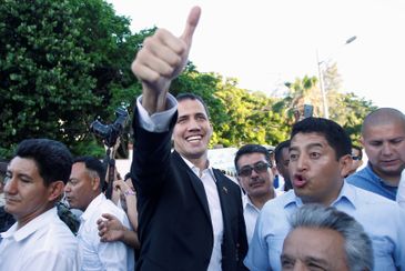 Daniel Tapia/Reuters/Direitos reservados O autodeclarado presidente da Venezuela, Juan Guaidó.