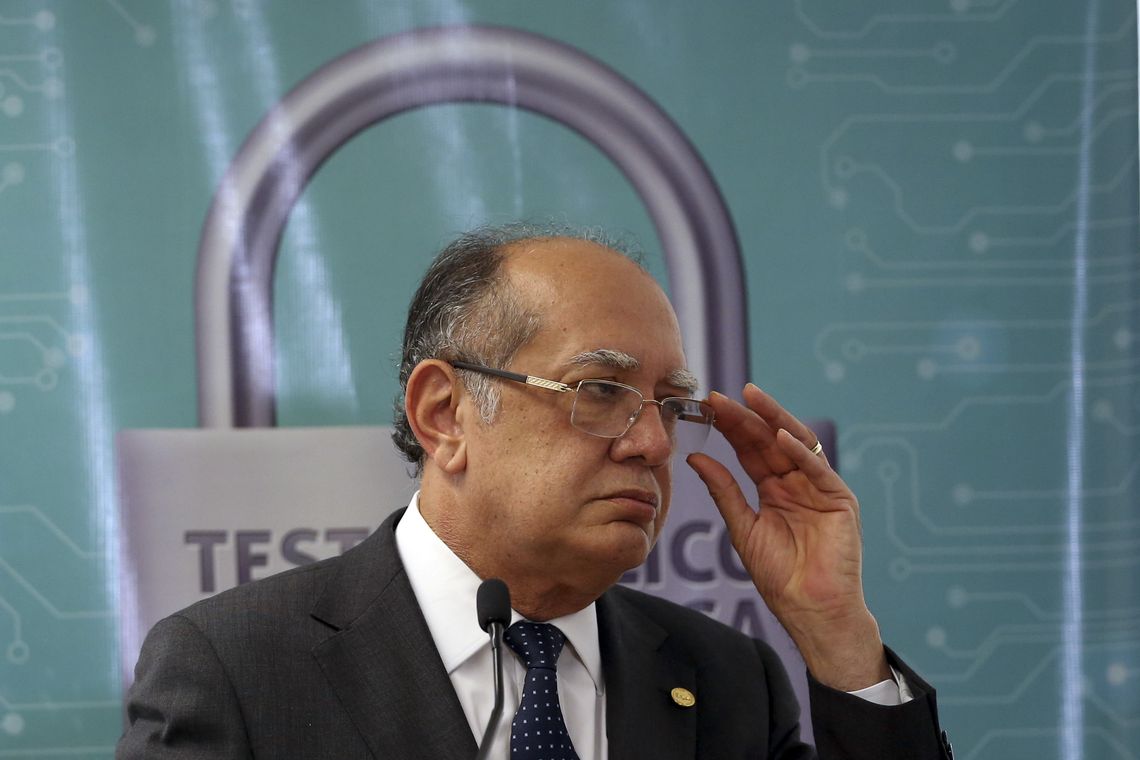 José Cruz/Agência Brasil Brasília - O presidente do TSE, Gilmar Mendes apresenta o relatório parcial dos trabalhos de quatro dias do Teste Público de Segurança 2017 (TPS 2017) do Sistema Eletrônico de Votação (José Cruz/Agência Brasil)