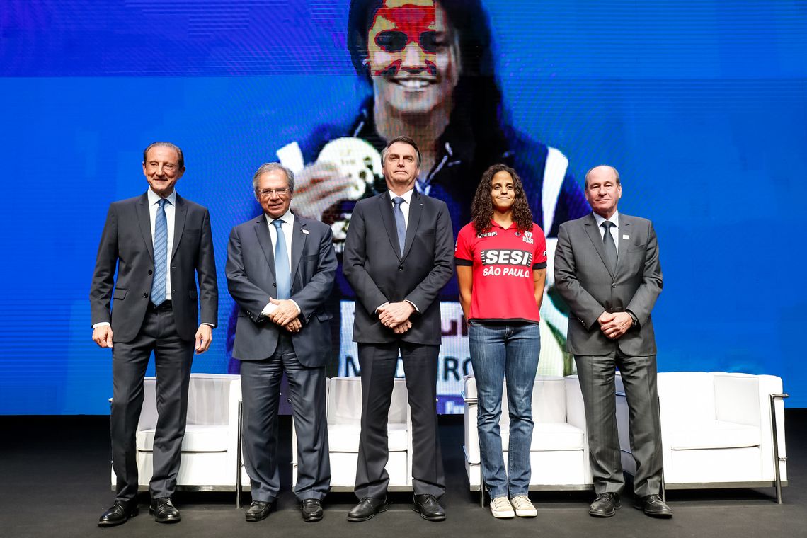 Alan Santos/PR O presidente da República, Jair Bolsonaro, durante encontro com lideranças empresariais, na sede da Federação das Indústrias do Estado de São Paulo (Fiesp).
