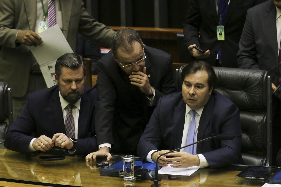 Fabio Rodrigues Pozzebom/Agência Brasil O presidente da Câmara, deputado Rodrigo Maia, durante a sessão de análise dos destaques ao texto principal da reforma da Previdência.