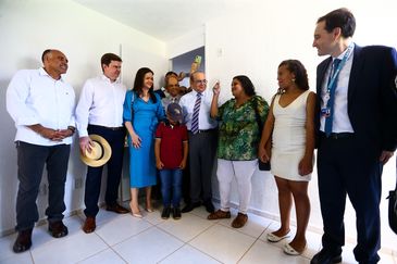 Marcelo Camargo/Agência Brasil O ministro do Desenvolvimento Regional, Gustavo Canuto, participa da entrega de 528 novas moradias do programa de habitação de interesse social do Governo Federal, em São Sebastião, Distrito Federal.