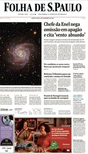 Capa do Jornal Folha de S. Paulo Edição 2023-11-08