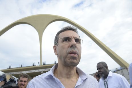 Jorge Castanheira, presidente da Liga Independente das Escolas de Samba do Rio de Janeiro, durante vista do governador Wilson Witzel ao Sambódromo, na Marquês de Sapucaí.