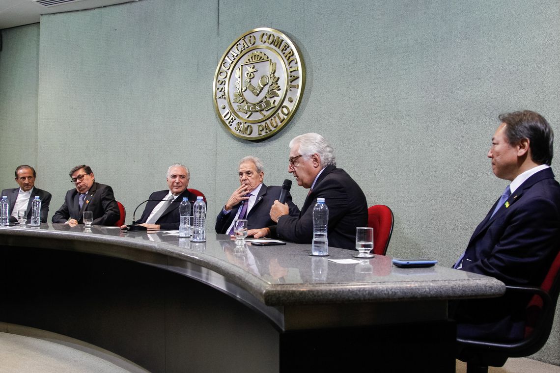 Beto Barata/Pr São Paulo - O presidente do Sebrae, Guilherme Afif Domingos, fala na cerimônia de abertura da sessão plenária da Federação das Associações Comerciais do Estado de São Paulo (Beto Barata/PR)