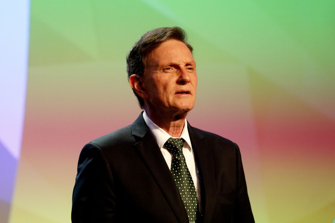 Tânia Rêgo/Agência Brasil O prefeito do Rio de Janeiro, Marcelo Crivella, participa da abertura do 11º Congresso Mundial de Câmaras, no Windsor Convention Center, na Barra da Tijuca, Rio de Janeiro.