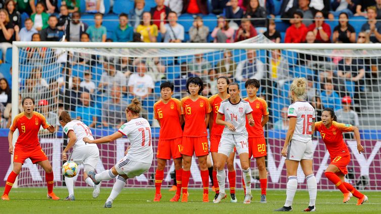 Jogo China x Espanha na Copa do Mundo de Futebol Femnino - França 2019.