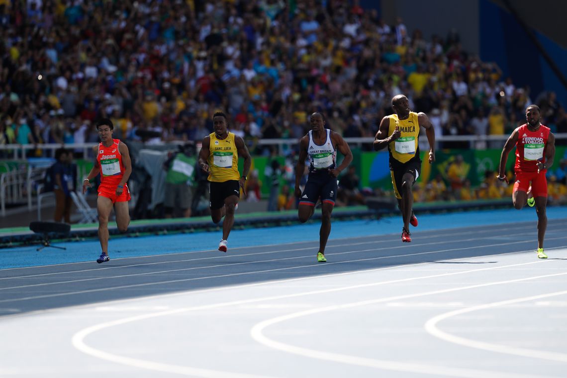 Fernando Frazão/Agência Brasil Rio de Janeiro - O jamaicano Usain Bolt vence sua bateria na rodada classificatória dos 100 metros rasos de atletismo dos Jogos Rio 2016, no Estádio Olímpico (Fernando Frazão/Agência Brasil)