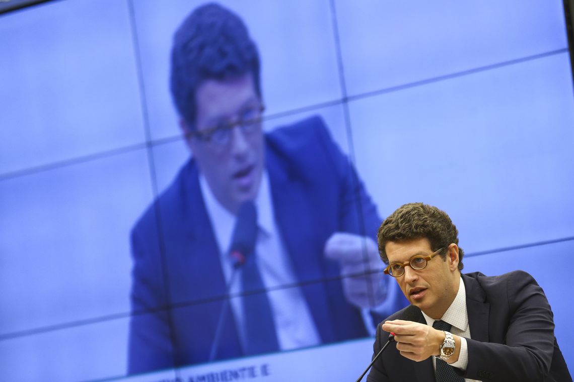 Marcelo Camargo/Agência Brasil O ministro do Meio Ambiente, Ricardo Salles, participa de audiência pública na Comissão de Meio ambiente e Desenvolvimento Sustentável da Câmara dos Deputados.
