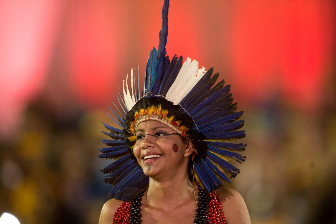 Marcelo Camargo/Agência Brasil Palmas (TO) - Mulheres de diversas etnias participam de desfile de beleza indígena durante os Jogos Mundiais dos Povos Indígenas ( Marcelo Camargo/Agência Brasil)