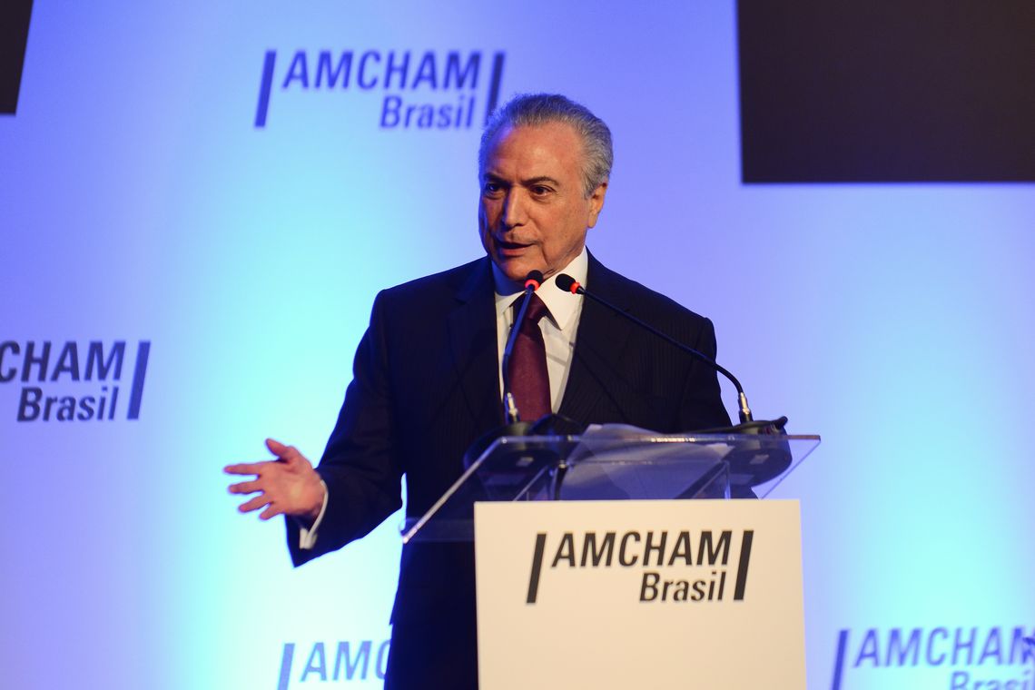 Rovena Rosa/Agência Brasil São Paulo - O presidente Michel Temer participa da cerimônia de Posse do Conselho de Administração da Amcham (American Chamber of Commerce for Brazil) ( Rovena Rosa/Agência Brasil)