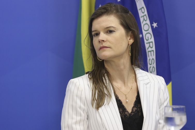 A secretária especial da Secretaria do Programa de Parcerias de Investimentos (PPI), Martha Seillier, durante entrevista coletiva após cerimônia alusiva aos 200 dias de governo.