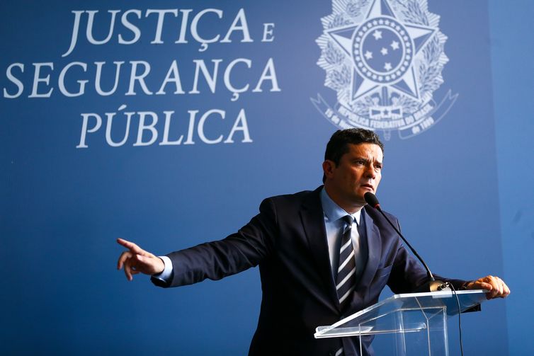 O ministro da Justiça e Segurança Pública, Sergio Moro, durante seminário para comemorar o Dia Internacional Contra a Corrupção. 