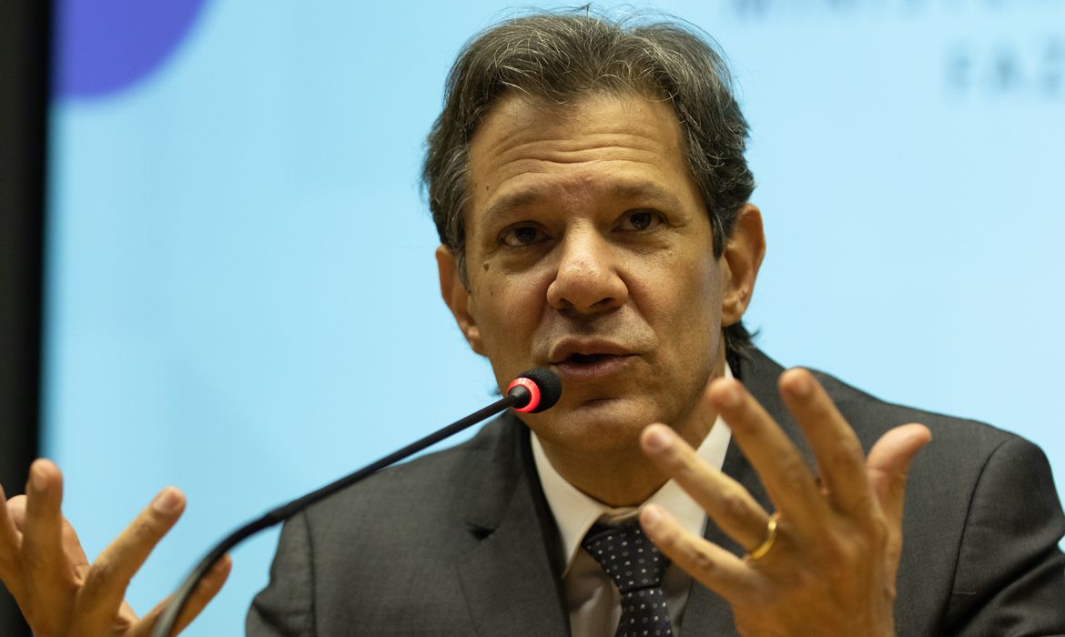 Brasília (DF) 28/02/2023 O ministro da Fazenda, Fernando Haddad, durante coletiva sobre a reoneração dos combustíveis.