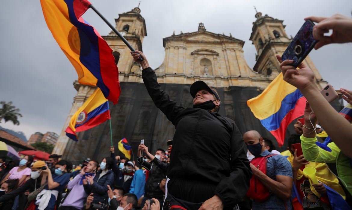 Protesto contra o governo em Bogotá