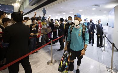 seleção brasileira, brasil, aeroporto, tóquio, japão