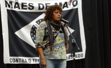 São Paulo - Debora Silva, do movimento Mães de Maio, na inauguração do Memorial dos Crimes de Maio e do Genocídio Democrático  (Rovena Rosa/Agência Brasil)