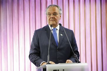 O presidente da Federação das Indústrias do Estado do Rio de Janeiro, Eduardo Eugênio Gouvêa Vieira, durante entrega da Medalha do Mérito Industrial.