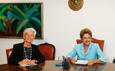 Diretora-geral do Fundo Monetário Internacional (FMI), Christine Lagarde, e a presidenta Dilma Rousseff, durante encontro no Palácio do Planalto (Roberto Stuckert Filho/Presidência da República)