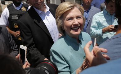 Hillary Clinton em campanha para disputar as eleições presidenciais pelo partido Democrata norte americano
