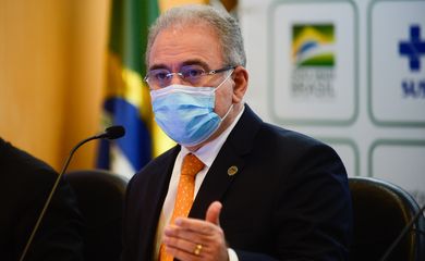 O ministro da Saúde, Marcelo Queiroga, durante anúncio do plano de vacinação de atletas e credenciados da Delegação Brasileira para os jogos de Tóquio.