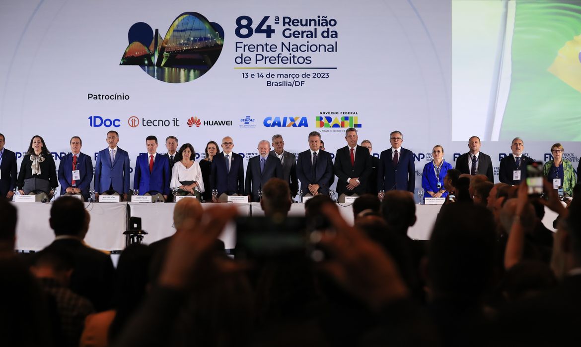 Brasília (DF) 14/03/2023  Presidente, Luiz Inácio Lula da Silva, durante encerramento da reunião da Frente Nacional de Prefeito.