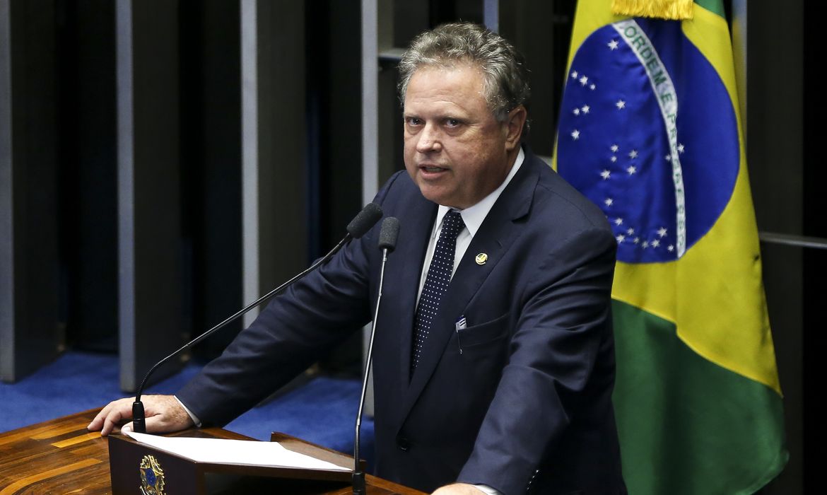 Brasília - O senador Blairo Maggi fala no plenário do Senado durante sessão para votar o processo de impeachment da presidenta Dilma Rousseff (Marcelo Camargo/Agência Brasil)