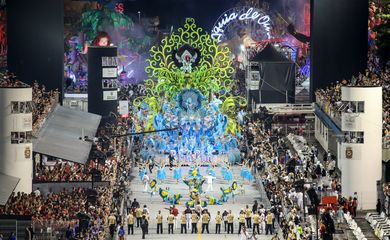 São Paulo - A Escola de Samba Pérola Negra abriu, o desfile de carnaval de São Paulo no Sambódromo do Anhembi, zona norte da capital paulista ( Divulgação/Rafael Neddermeyer/LIGASP/Fotos Públicas)