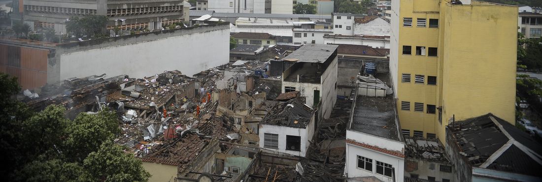 RJ- Explosão em um prédio de dois andares, em São Cristóvão, atingiu dois restaurantes, uma farmácia e 11 quitinetes localizadas em uma vila no fundo do prédio 