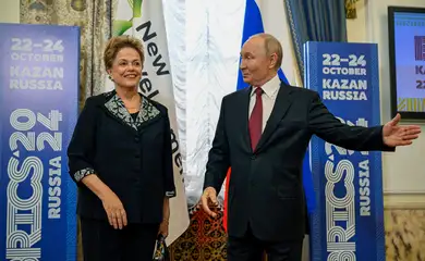 Russia's President Vladimir Putin meets with Dilma Rousseff, Chair of the New Development Bank and former president of Brazil, on the sidelines of the BRICS summit in Kazan, Russia October 22, 2024. Alexander Nemenov/Pool via REUTERS