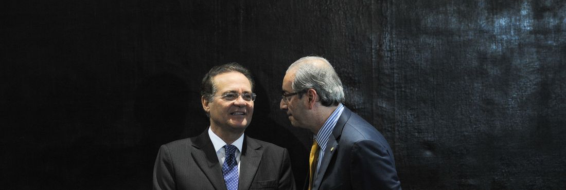 O presidente do Senado, Renan Calheiros e o Presidente da Câmara dos Deputados, Eduardo Cunha, durante a posse do CCS