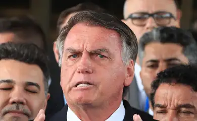 Brasília (DF), 26/03/2025  - Ex-presidente Jair Bolsonaro durante declaração a imprensa após virar Réu no STF. Foto: Lula Marques/Agência Brasil