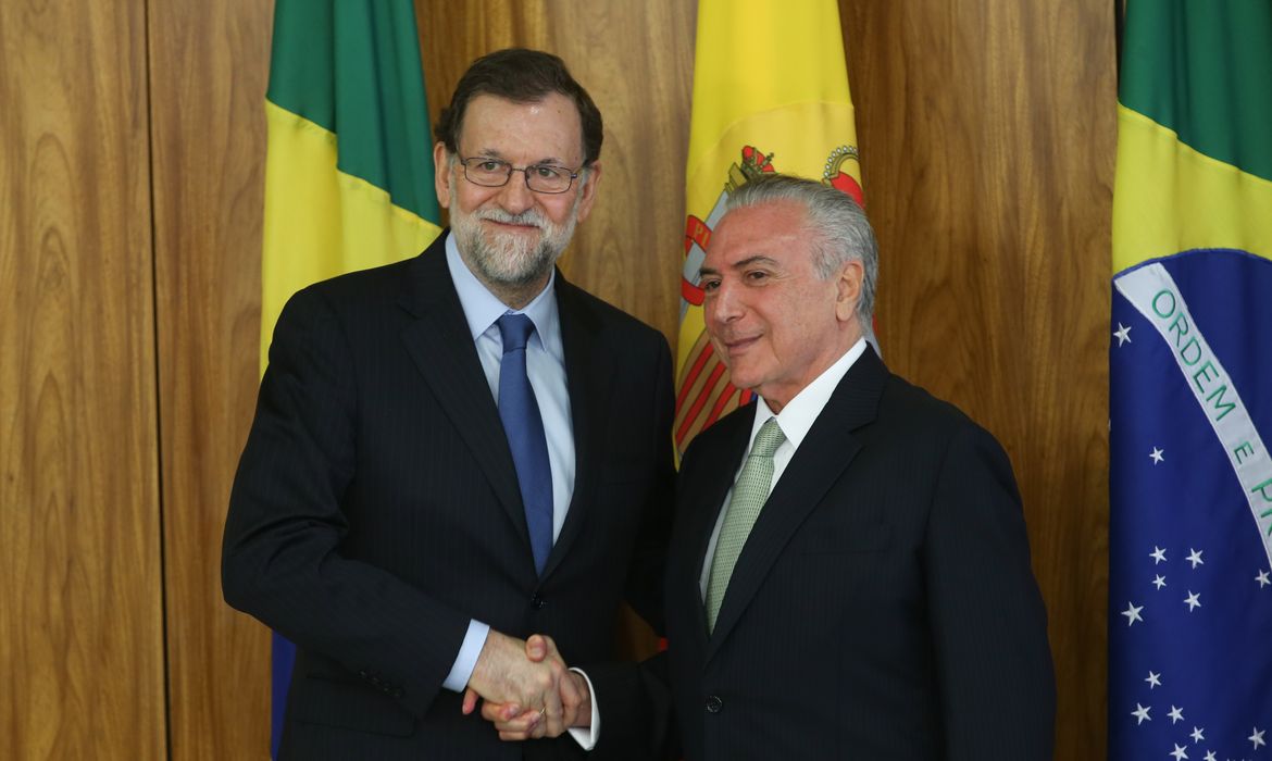 Brasília - Presidente Michel Temer e o presidente do governo do Reino da Espanha, Mariano Rajoy, durante encontro no Palácio do Planalto (Antonio Cruz/Agência Brasil)