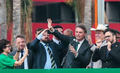 O presidente Jair Bolsonaro participa, na manhã desta quinta-feira (21), em Brasília, do evento de lançamento do partido Aliança pelo Brasil