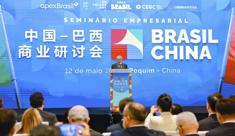 Presidente da República, Luiz Inácio Lula da Silva, durante encerramento do Fórum Empresarial Brasil-China.  Pequim -  China.  Foto: Ricardo Stuckert / PR