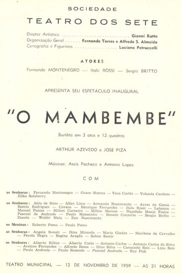 Programa da peça O Mambembe