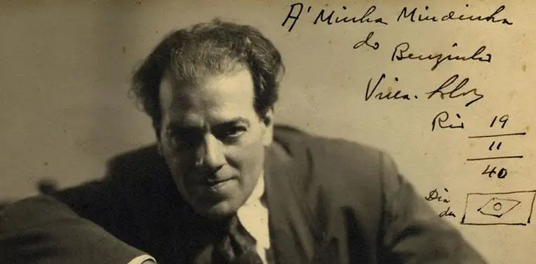 Villa-Lobos, em 19 de novembro de 1940 (imagem com dedicatória escrita à esposa, Arminda) 