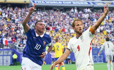 Soccer Football - FIFA World Cup 2026 - Round of 32 - France v Sweden - New York New Jersey Stadium, East Rutherford, New Jersey, U.S. - June 30, 2026
France's Kylian Mbappe celebrates scoring their third goal IMAGN IMAGES via Reuters/Vincent Carchietta