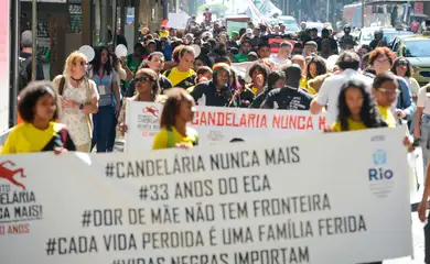RIO DE JANEIRO (RJ), 24/07/2023 – Ato relembra 30 anos da Chacina da Candelária, no centro da capital fluminese. Foto: Tomaz Silva/Agência Brasil