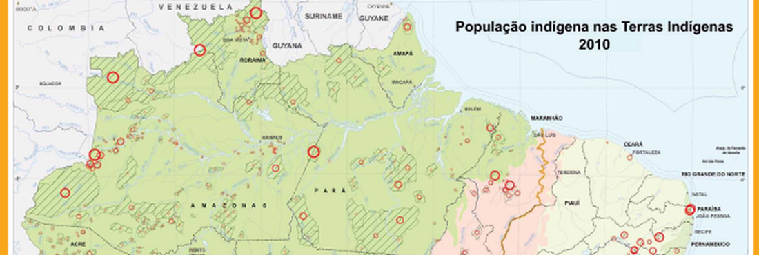 mapa da população indígena no brasil - Folder do IBGE