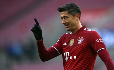Robert Lewandoswki comemora gol em partida do Bayern de Munique - � eleito melhor do mundo pelo Fifa Best em 17/01/2022
