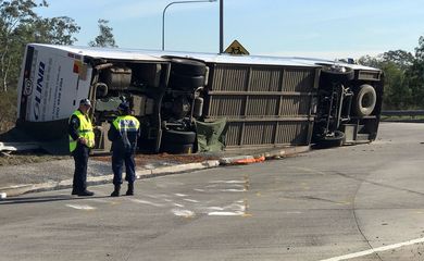 The scene of a bus crash in the NSW Hunter Valley, Australia