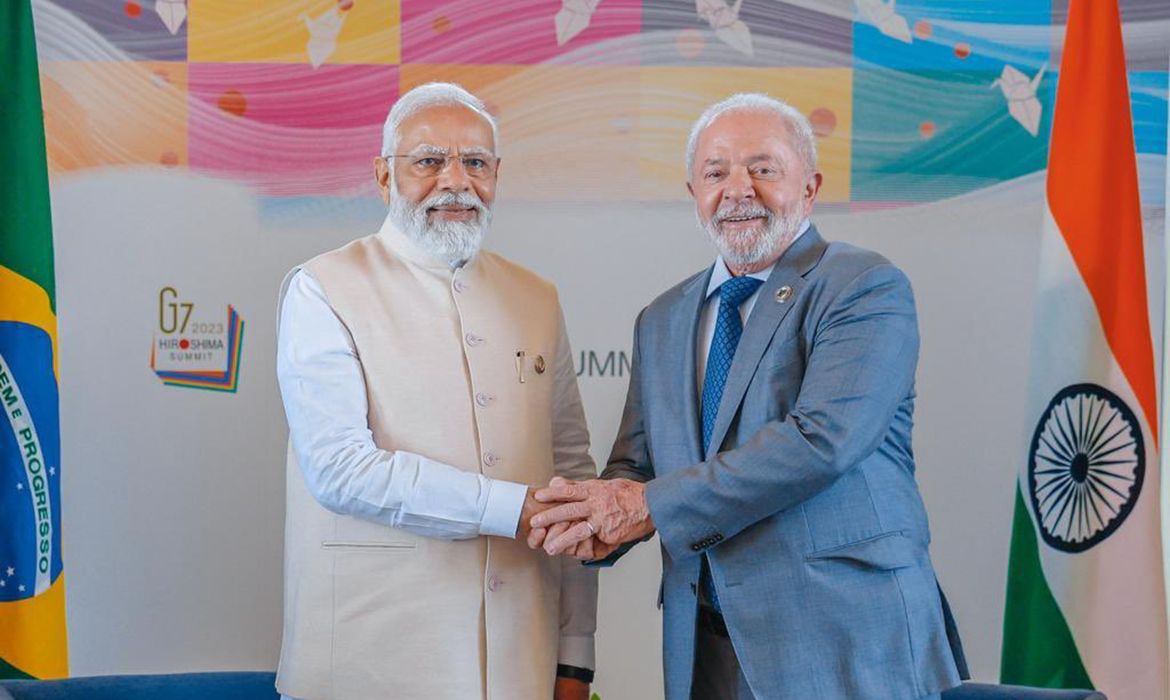 Hiroshima, Japão. 21.05.2023 - Presidente da Republica, Luiz Inacio Lula da Silva e primeiro ministro da Índia,
Narendra Modi.  Foto: Ricardo Stuckert/PR