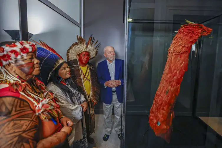 Rio de Janeiro (RJ), 12/09/2024 - Presidente da República, Luiz Inácio Lula da Silva, durante a cerimônia de celebração do retorno do Manto Tupinambá ao Brasil, no Museu Nacional. Foto: Ricardo Stuckert/PR