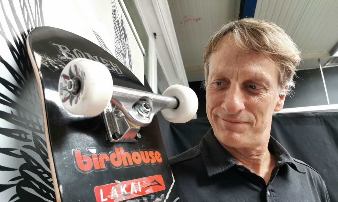 Skateboarding legend Tony Hawk poses following an interview with Reuters as he attends the finals of the Vans Park Series skateboarding competition in Chelles, near Paris, France, August 10, 2019. REUTERS/Ardee Napolitano NO RESALES. NO ARCHIVES