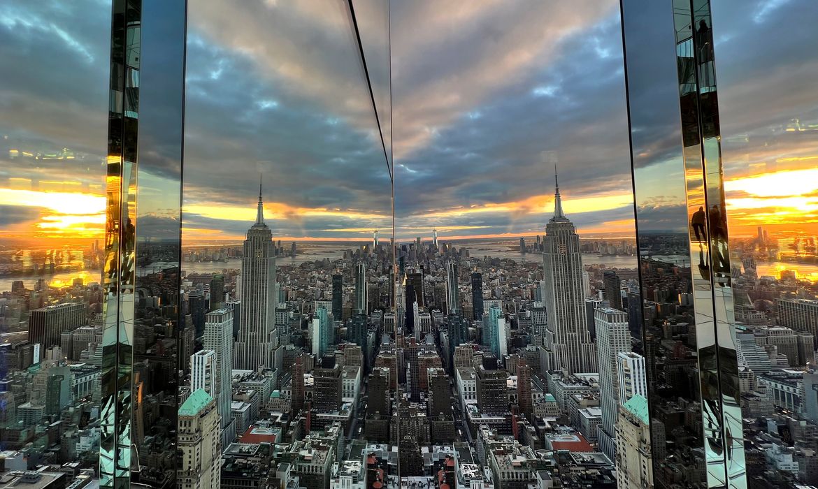 The Empire State Building and New York’s skyline are seen during the preview of SUMMIT One Vanderbilt observation deck in Midtown Manhattan, in New York City