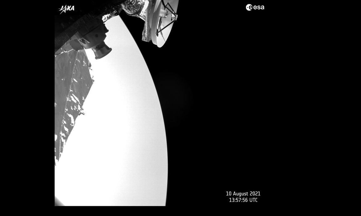 A missão BepiColombo capturou esta imagem de Vênus no dia 10 de agosto de 2021, enquanto a espaçonave passava pelo planeta.